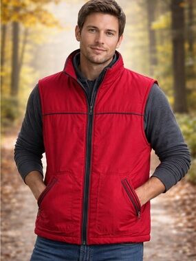Vintage Alpinetek Red Puffer Vest Men’s M Zip Outdoor Hiking Lightweight Jacket